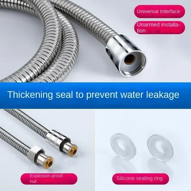 Flexible douche acier inoxydable gaine spiralée chromée… – vue 5