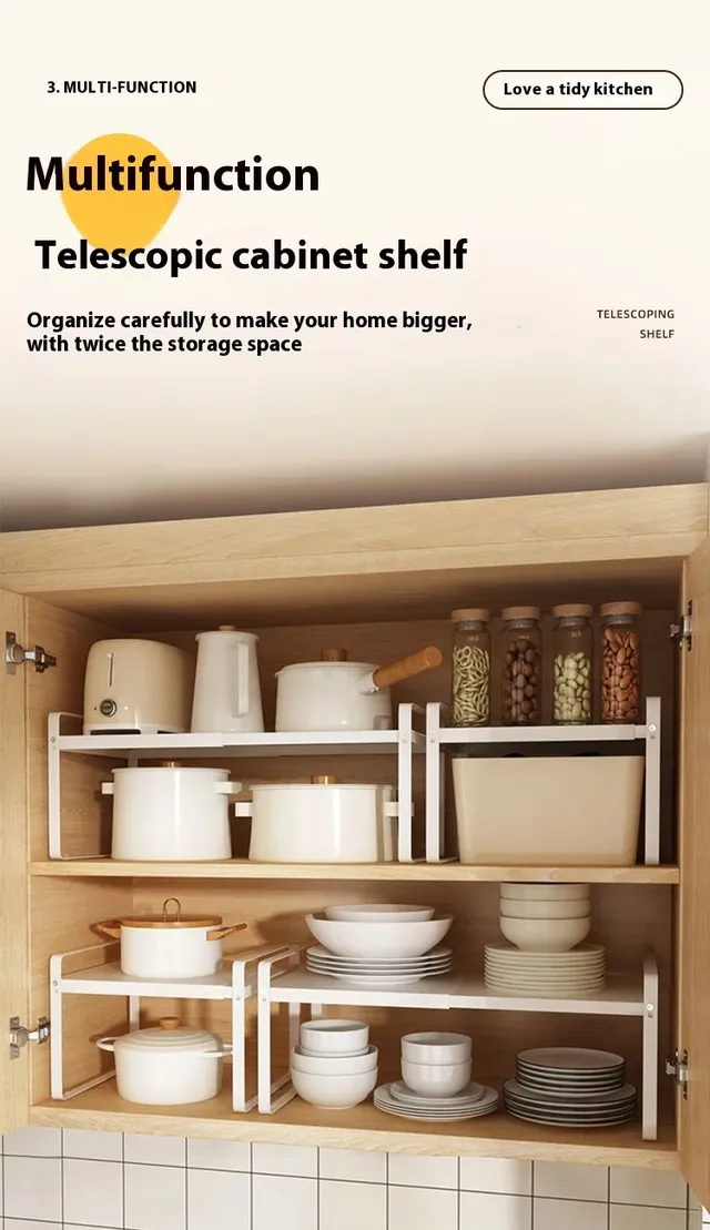 Etagère rangement cuisine support microondes rétractable… – vue 4