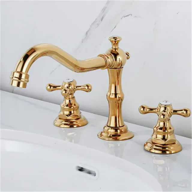 Robinet d'évier Antique de salle de bains en laiton doré – vue 2