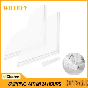 Protection contre les éclaboussures de douche transparente auto-adhésive, 2 pièces, baignoire transparente en acrylique, facile à installer, protection de douche pour garder l’eau dans la douche Protection contre les éclaboussures de douche transparente auto-adhésive, 2 pièces, baignoire transparente en acrylique, facile à installer, protection de douche pour garder l’eau dans la douche