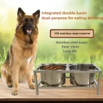 Bol de nourriture pour chien en acier inoxydable, empêche les frappements sur le Double bol, Protection du cou, facile à nettoyer, produits d&rsquo;alimentation pour animaux de compagnie, accessoires