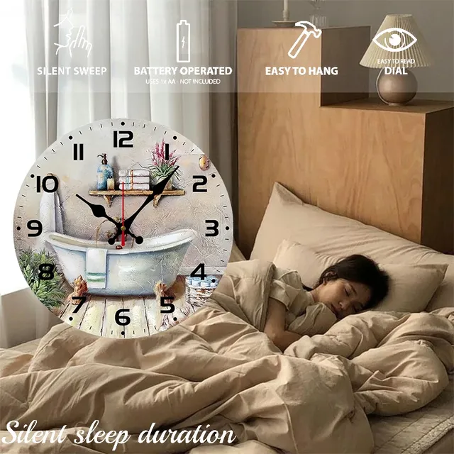 Horloge murale suspendue ronde et silencieuse en bois – vue 4