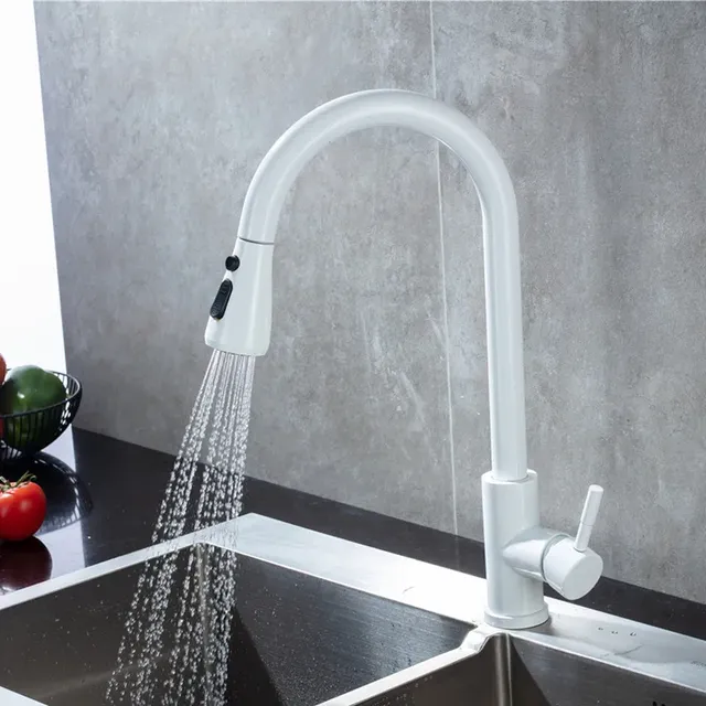 Robinets de cuisine extractibles blancs – vue 3