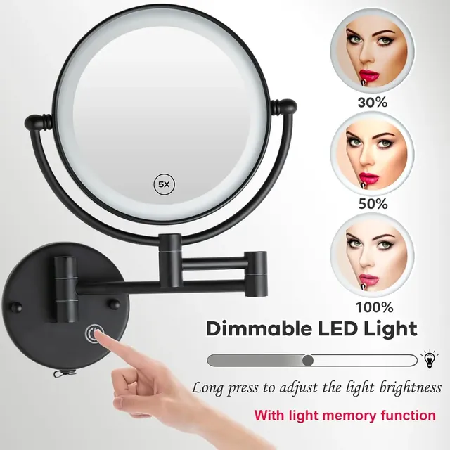 Miroir de salle de bain pliant à Led tactile – vue 6
