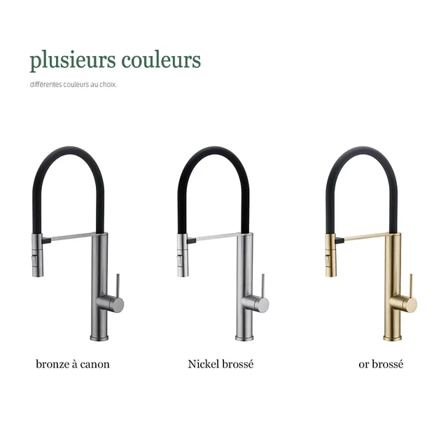 Robinet de cuisine flexible en bronze avec bec… – vue 6