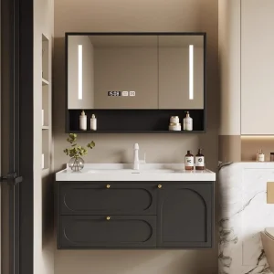 Lumière noire armoire De salle De bain bassin tiroir miroir douche salle De bain armoire organisateur De rangement Gabinete De Banheiro accessoires pour la maison