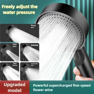 Pommeau de douche 5 Modes économie d&rsquo;eau pomme de douche haute pression réglable pulvérisation à main accessoires de salle de bain suspendus