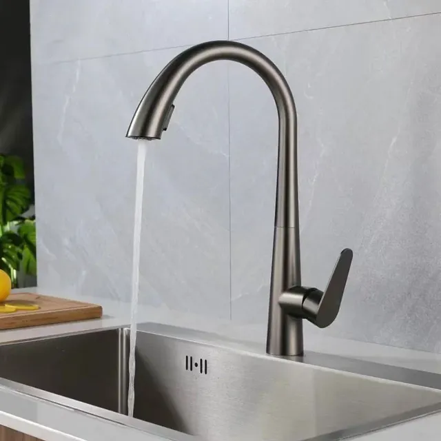 Mitigeur cuisine bec haut cygne inoxydable brossé or… – vue 3