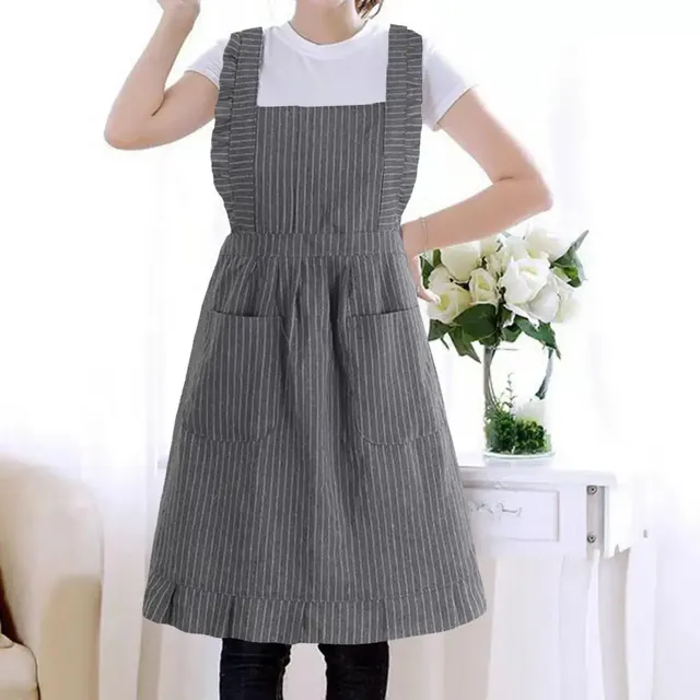 Tablier cuisine robe trapèze froncée bretelles larges… – vue 5