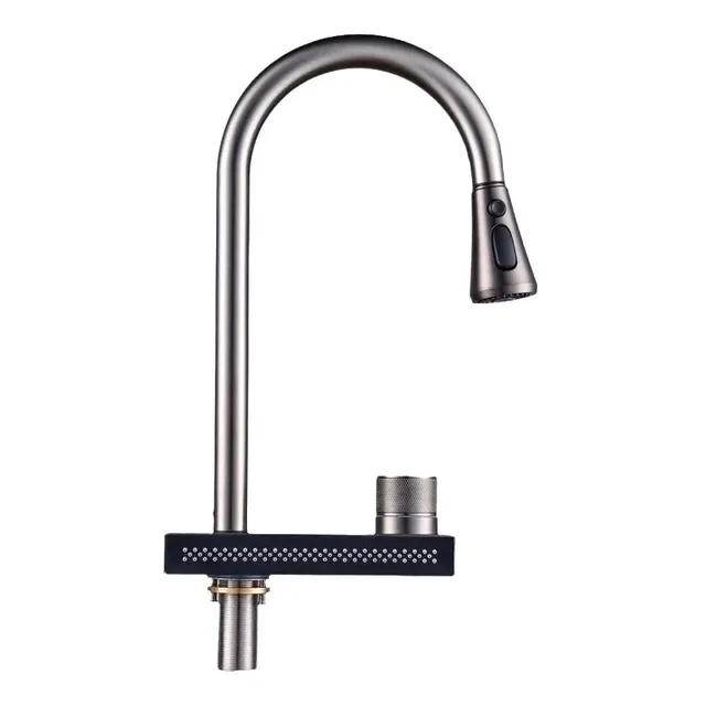Robinet de cuisine noir avec cascade de pluie – vue 4