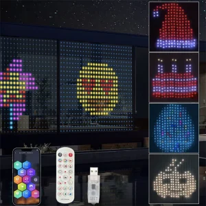 Rideau lumineux intelligent à 400led, application Bluetooth, guirlande lumineuse féerique RGB, bricolage, changement de musique, affichage pour fenêtre, décoration de chambre à coucher
