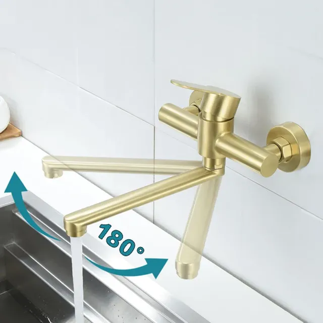 Robinet d'évier de cuisine en acier inoxydable 304 or… – vue 2