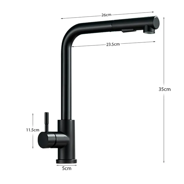 Robinet de cuisine extractible noir SUS404 – vue 5
