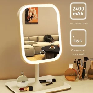 Miroir de vanité de bureau 3 couleurs lumière variable LED miroir de maquillage lumière miroir tactile femmes chambre Dressing miroir Miroir de vanité de bureau 3 couleurs lumière variable LED miroir de maquillage lumière miroir tactile femmes chambre Dressing miroir
