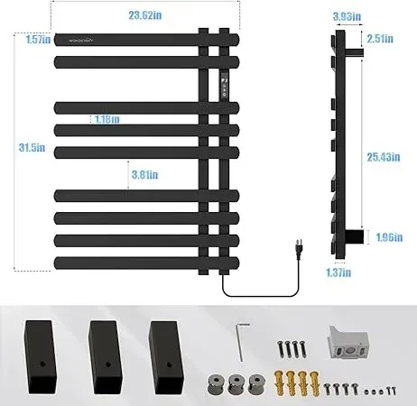 Radiateur sèche serviettes électrique mural noir mat… – vue 2