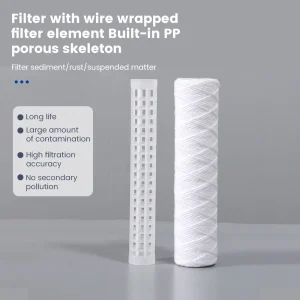 Cartouche de filtre à eau commerciale, 10 pouces, 5 microns, ficelle en polypropylène, Filtration des sédiments enroulée, remplacement universel Cartouche de filtre à eau commerciale, 10 pouces, 5 microns, ficelle en polypropylène, Filtration des sédiments enroulée, remplacement universel