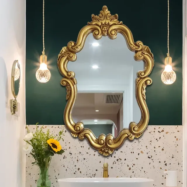 Miroir mural baroque ovale cadre sculpté blanc laqué… – vue 2