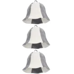 chapeaux sauna feutre laine lot trois bicolore gris blanc cloche bord ondulé coutures apparentes taille unique unisexe boucle suspension feutrée