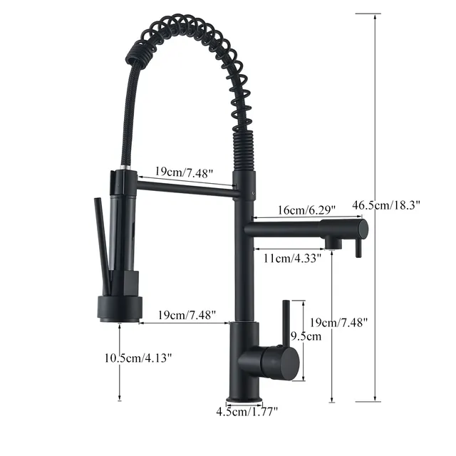 Robinet de cuisine extractible noir double bec 360 °… – vue 7