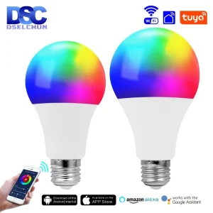 Ampoule LED RGB Tuya ampoule intelligente E27 9W 15W Wifi Bluetooth Alexa lampe à LED 220V Google Assisatnt commande vocale pour fête dans le jardin