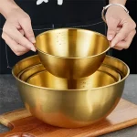 Bassin à salade en acier inoxydable 3 pièces, bol doré bassin de cuisson bol à mélanger cuisson bassin spécial cuisine et bassin à nouilles bol à salade