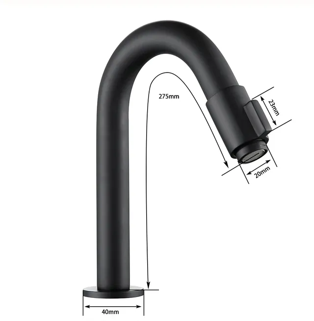Bagnolux robinet vasque noir mat laiton massif col cygne… – vue 4