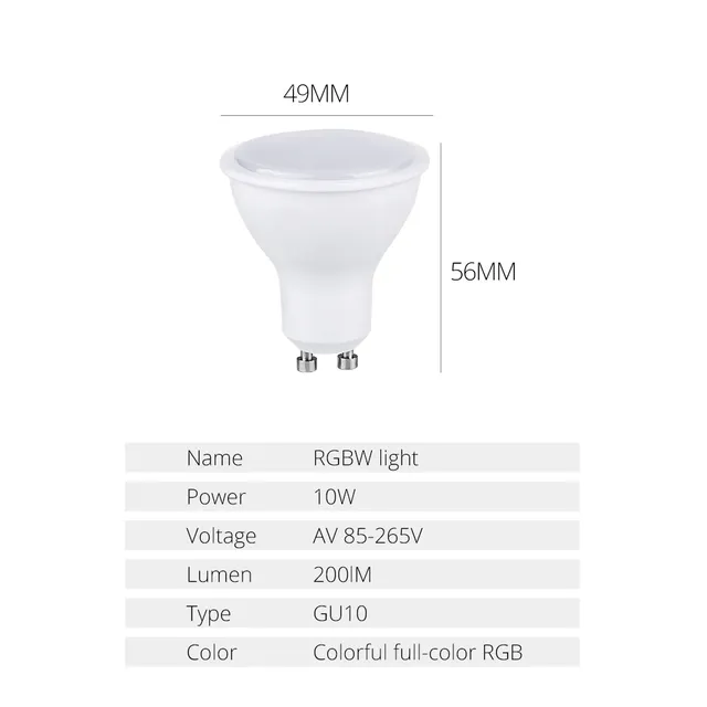Ampoule LED RGB GU10 10W AC 85-265V – vue 5