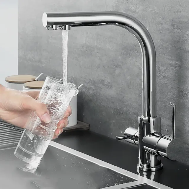 Robinet de cuisine d'eau Pure de luxe en laiton noir et… – vue 2