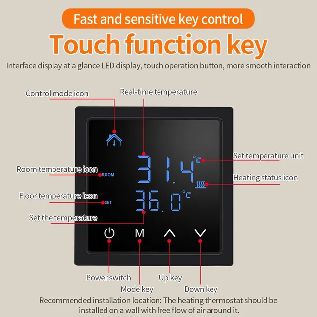 Thermostat de régulateur de température intelligent – vue 3