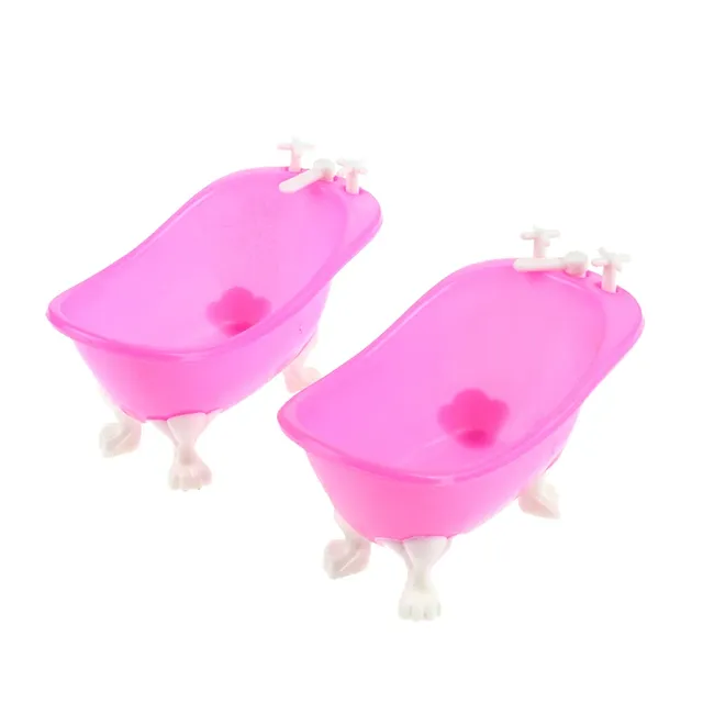 Baignoire miniature poupée plastique rigide rose vif… – vue 3