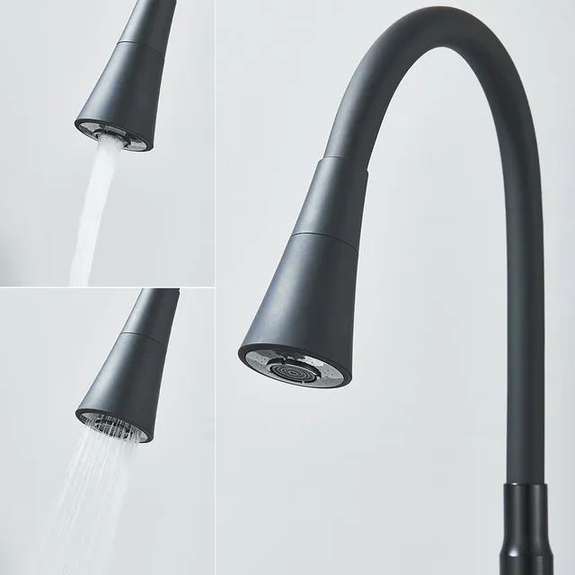 Robinet d'évier de cuisine noir mat – vue 2