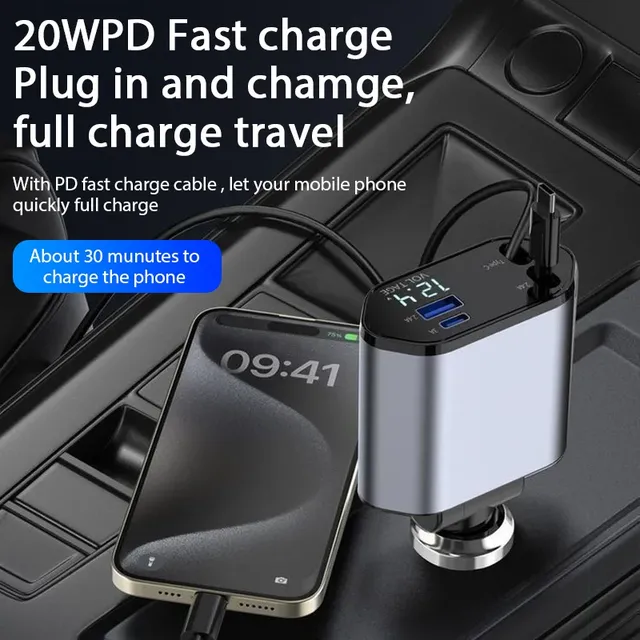 Chargeur de voiture rétractable 4 en 1 120W – vue 5