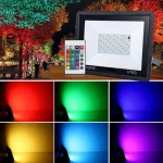 Projecteur LED RGB éclairage extérieur 220V 10W 30W 50W 100W IP66 étanche extérieur RGB réflecteur projecteur lampes éclairage de jardin
