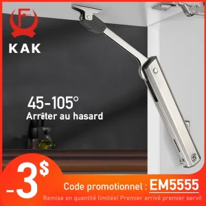 KAK – charnière d&rsquo;armoire hydraulique robuste, arrêt aléatoire, fermeture douce, charnières de cuisine, Support de porte réglable, quincaillerie de porte
