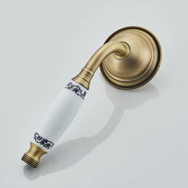 Douchette laiton antique tête céramique blanche motif… – vue 5