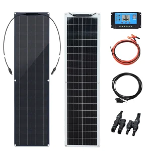 Xinpuguang  50 Watt 12V 100 Watt Kit de démarrage complet de panneaux solaires OU panneaux solaires pour contrôleur de charge pour RV, camping-car, véhicule, caravane et autres applications hors réseau 12 Volt 24 Volt