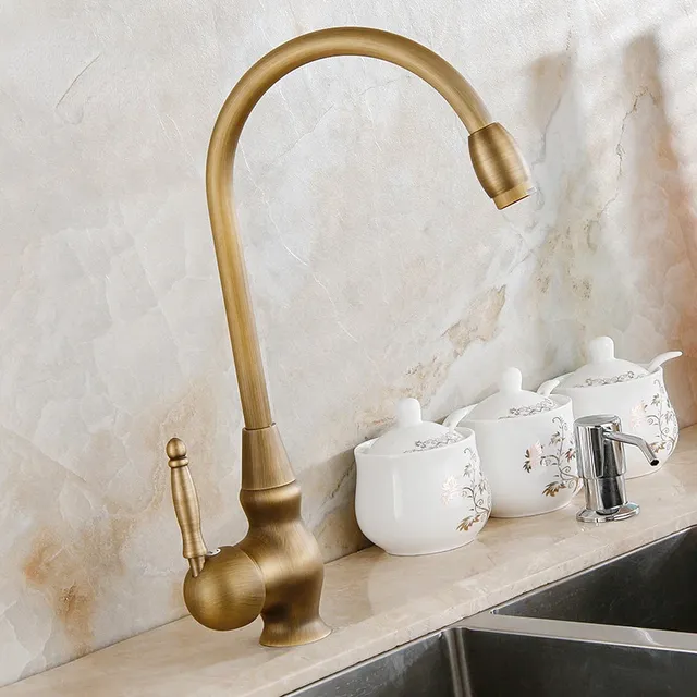 Mitigeur evier cuisine laiton brossé antique col haut… – vue 4