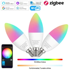 Ewelink E14 ampoule Led Wifi intelligente Zigbee RGBCW lampe à Led fonctionne avec Alexa Amazon Google Home Yandex Alice Smartthings Ewelink E14 ampoule Led Wifi intelligente Zigbee RGBCW lampe à Led fonctionne avec Alexa Amazon Google Home Yandex Alice Smartthings