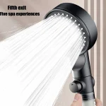 Pommeau de douche haute pression réglable avec filtre, économie d&rsquo;eau, arrêt à une touche, buse de pulvérisation, maison, 5 modes