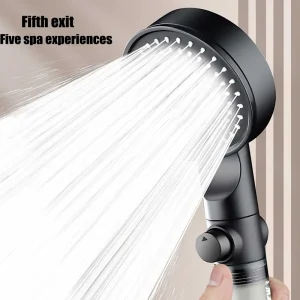 Pommeau de douche haute pression réglable avec filtre, économie d’eau, arrêt à une touche, buse de pulvérisation, maison, 5 modes Pommeau de douche haute pression réglable avec filtre, économie d’eau, arrêt à une touche, buse de pulvérisation, maison, 5 modes