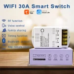 Tuya-Commutateur WiFi intelligent, 4000W, 30A, 12V, 24V, 220V, citations, technologie Smart Life, contrôle sans fil, maison, disjoncteur de tournesol, fonctionne avec Alexa