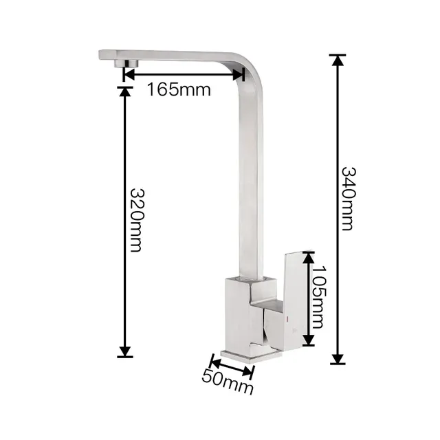 Robinet de cuisine en acier inoxydable doré brossé – vue 6
