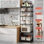 Étagère de cuisine à 6 niveaux, rangement ménager à plusieurs niveaux T1 pour micro-ondes, étagère de rangement multifonctionnelle pour four, casseroles et poêles