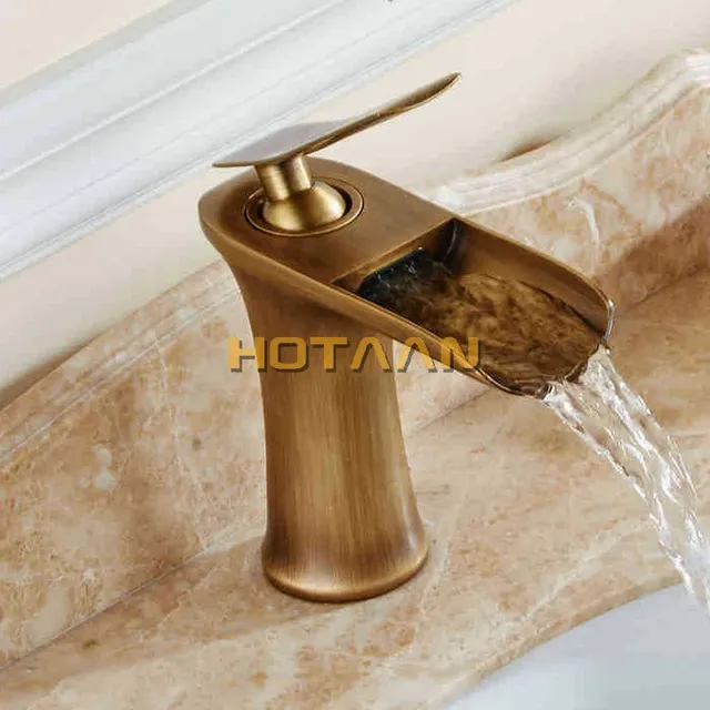 Robinet lavabo cascade laiton massif finition bronze… – vue 5