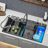 Évier cuisine acier inoxydable 304 noir mat trois bacs… – vue 2