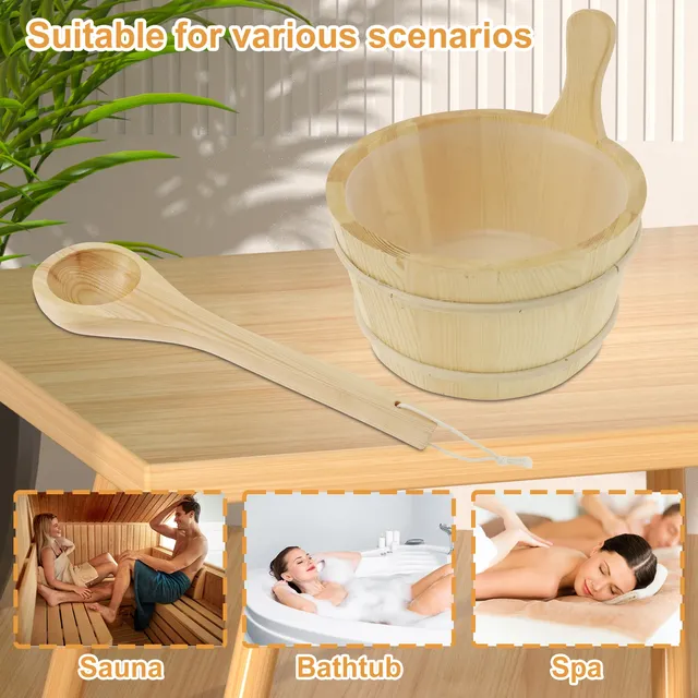 Seau sauna bois pin camphre naturel clair finition brute… – vue 5