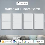 Manhot Matter-Joli d&rsquo;éclairage mural intelligent WiFi, 1 gang, 2 gangs, 3 gangs, 4 gangs, fil Melon al, poussoir fongique, fonctionne avec l&rsquo;application Homekit
