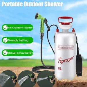 Douche portative 4/8L pour le Camping, douche extérieure avec tuyau de 3m pour les voyages et la randonnée, pulvérisateur multifonction pour l&rsquo;irrigation et le lavage de voiture