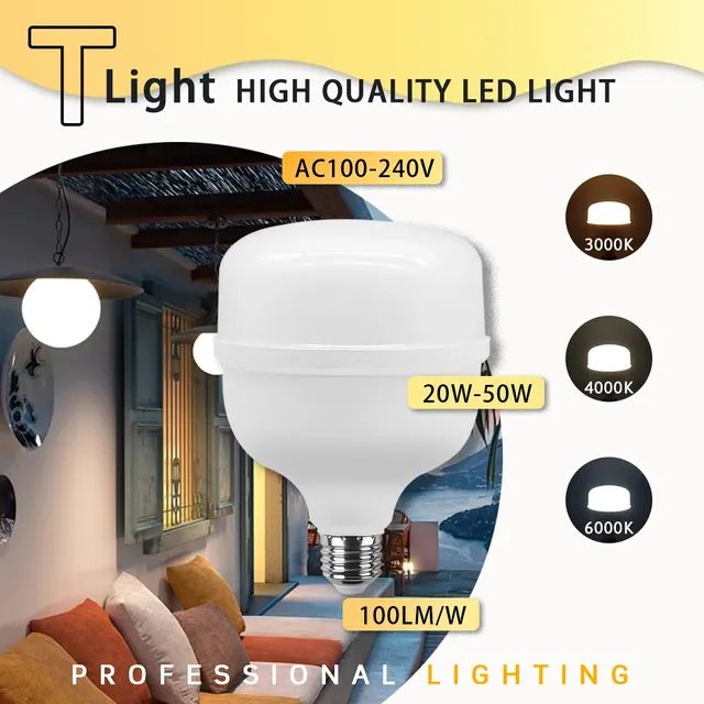 Ampoule LED AC 110V 220V E27 lampe à LED 20W 30W 40W 50W…