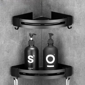 HOShelf-Étagères de rangement d’angle de douche murales, shampoing T1, accessoires de quincaillerie, au-dessus des toilettes, sans perceuse HOShelf-Étagères de rangement d’angle de douche murales, shampoing T1, accessoires de quincaillerie, au-dessus des toilettes, sans perceuse